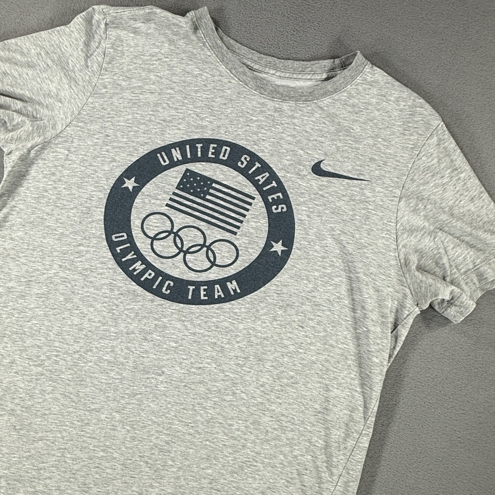 Nike United States Olympic Team USA Mens Large Dri Fit Gray T-Shirt Tee